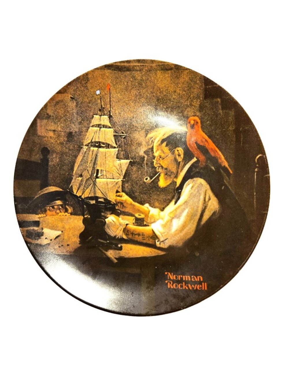 Decorative Plate Norman Rockwell "The Ship Builder" Knowles nautical sailing
